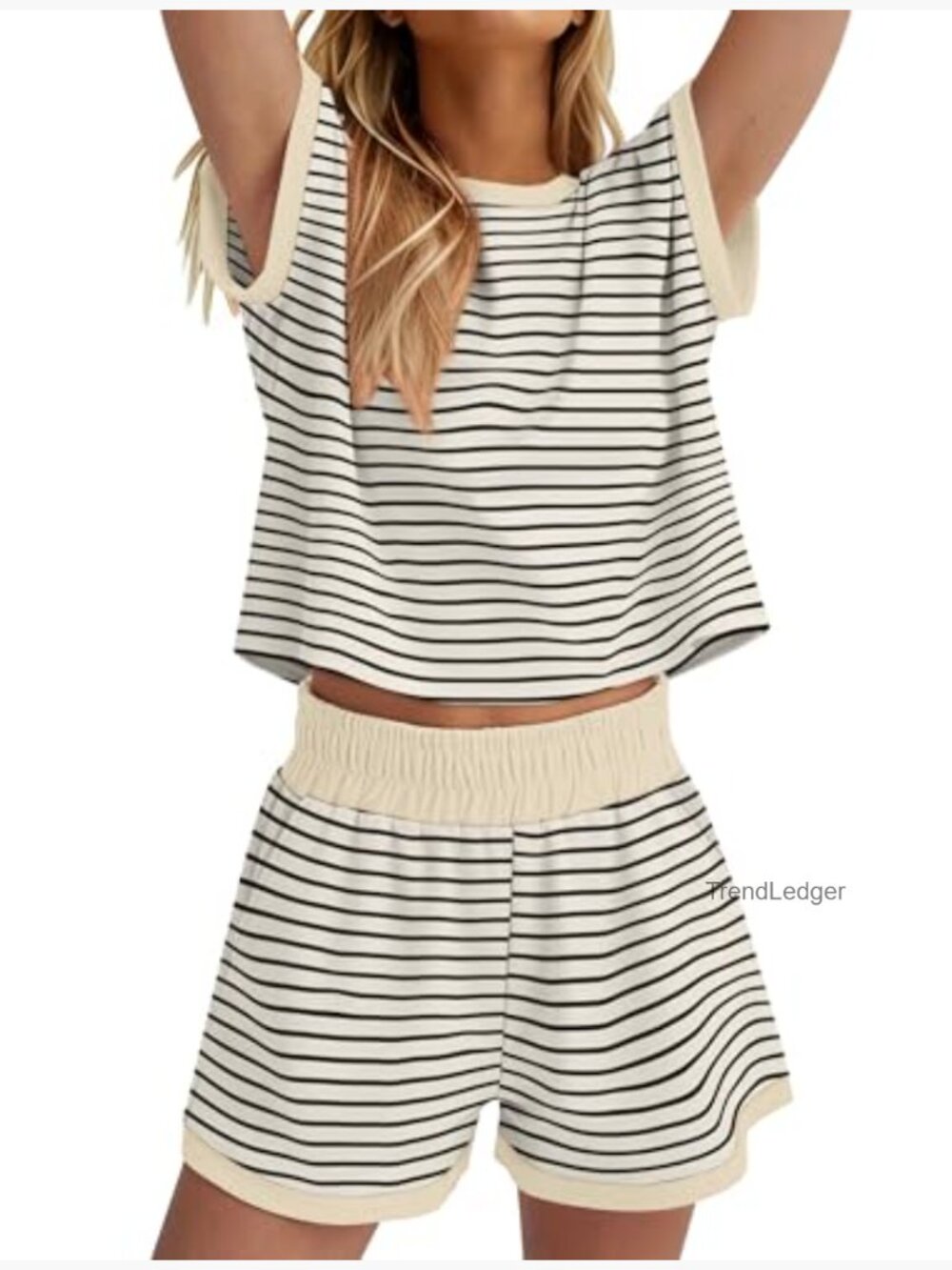 Women's Summer Lounge Short Set with Pocket, Polyester Blend, XS-2XL - Picture 4 of 5